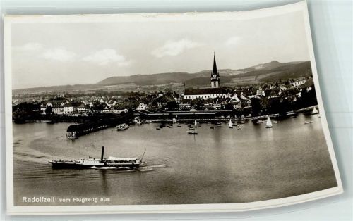 Radolfzell Fliegeraufnahme Dampfer Kirche Segelboot