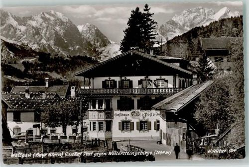 Wallgau Gasthaus Post gegen Wettersteingebirge
