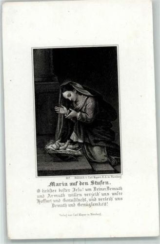 1850 Stahlstich v. Carl Mayer Nürnberg Nr. 217 Maria auf den Stufen