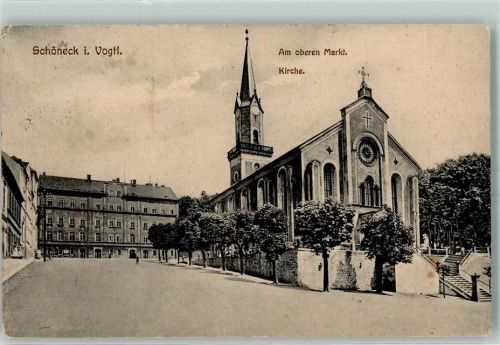 Schöneck 1915 Oberer Markt Kirche