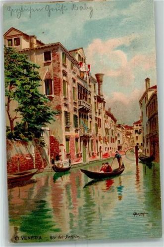 Venezia 1903 Rio del Pestrin Gondeln sign Künstlerkarte