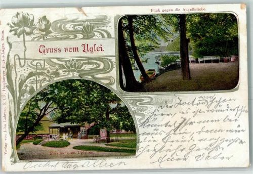Eutin-Sielbeck 1900 Forsthaus am Ugleisee Blick gegen die Angelbrücke