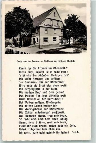 Wald-Michelbach Gasthaus zur schönen Aussicht Gedicht Gruß von der Tromm