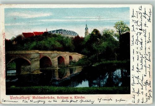 Wechselburg 1907 Muldenbrücke Schloss Kirche