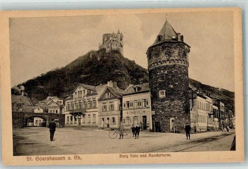 St. Goarshausen Burg Katz Runder Turm Fahrad Gasthaus Zur Krone Geschäft Peter Blum