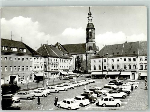 01558 O8280 Großenhain , Sachs - Karl Marx Platz Sportgeschäft Kirche Parkplatz