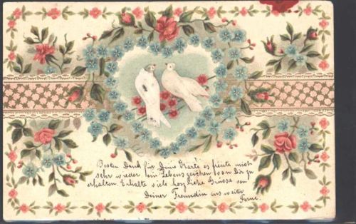 1902 Prägedruck Vergissmeinnicht Rosen AK