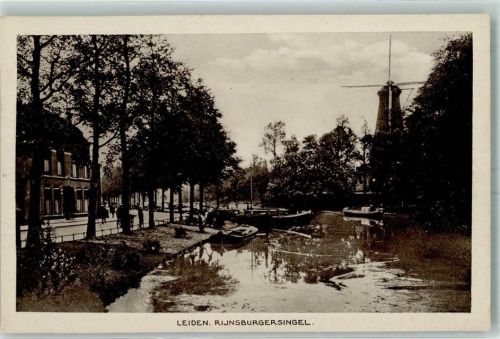 Leiden Rijnsburgersingel Windmühle Boote