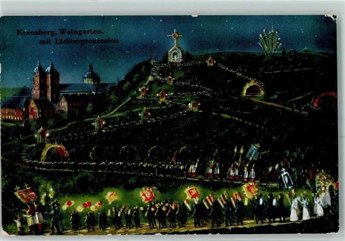 Weingarten Kreuzberg mit Lichterprozession Nacht