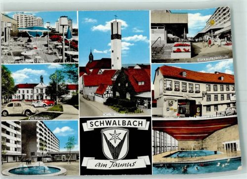 Schwalbach Rathaus Schwimmbadterrasse Schwimmbad Einkaufszentrum
