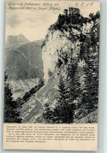 Pfronten 1908 Burgruine Falkenstein mit Aggenstein