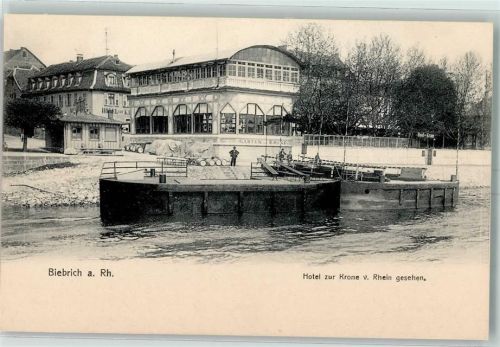 Biebrich Hotel zur Krohne v. Rhein gesehen