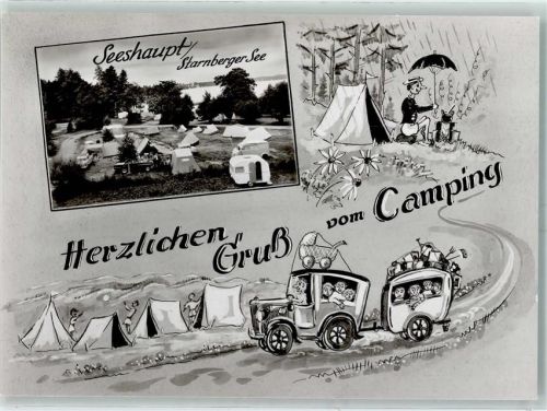 Seeshaupt Campingplatz Starnberger See Karikatur