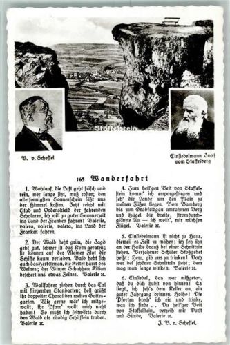 Bad Staffelstein Staffelstein Porträit B. v. Scheffel und Josef vom Staffelstein Gedicht Wanderfahrt