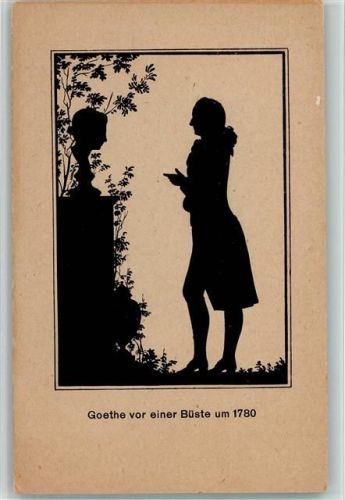 Scherenschnitt - 1780 Goethe vor einer Büste AK