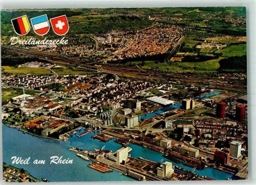 Weil am Rhein Fliegeraufnahme Dreiländereck Schiffe