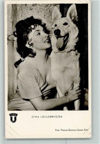 Gina Lollobrigida mit einem Schäferhund - Verlag Kunst und Bild V 320 AK