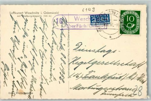 Weschnitz Landpoststempel über Fürth Odenwald
