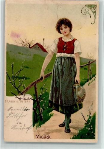 1904 WW 5185 Ostern - Frau in Tracht mit einem Wasserkrug AK