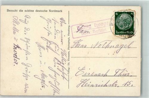 Hooge Landpoststempel über Husum