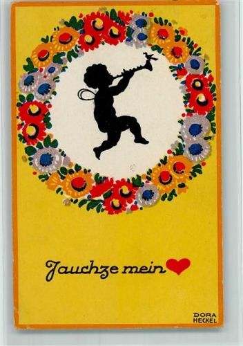 sign Dora Heckel - Jauchze mein - Serie Frohes Volk - Verlag Abshagen Nr. 265 AK