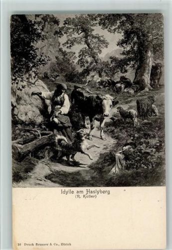 Nr. 16 Verlag Brunner & Co - Bäuerin mit Kühe, gute Erhaltung