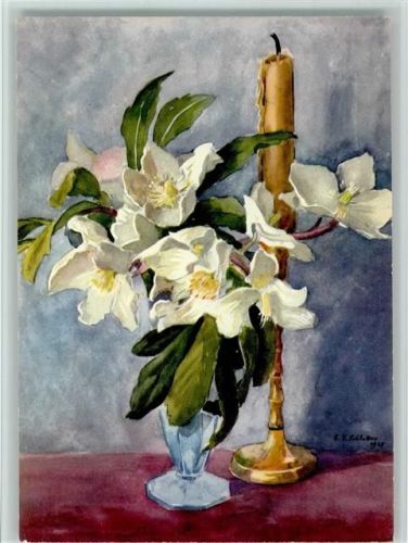 Spendenkarte der C.V.J.M. - Christrosen, Blumenvase, gute Erhaltung