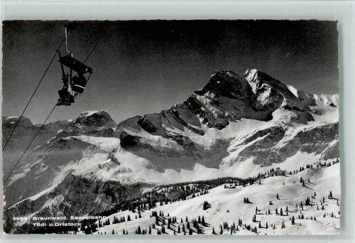 Braunwald 1957 Braunwald Sesselbahn im Winter, gute Erhaltung AK