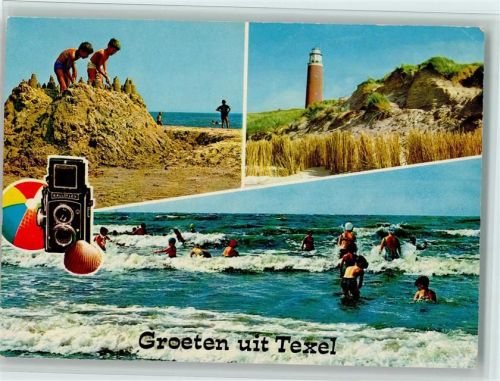 Städtekarte mit Fotoapparat - Leuchtturm AK