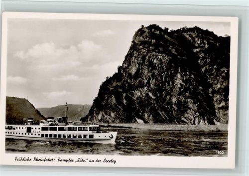 Dampfer "Köln" an der Loreley, sehr gute Erhaltung AK