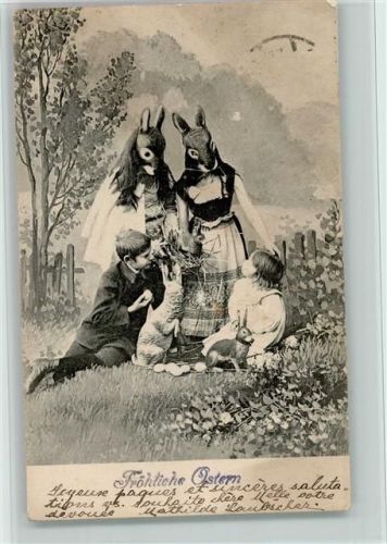 Verlag K.V.i.B. 12 Dess. 4 - Hasenkostüme, Kinder mit Hasen-Spielzeug AK Gute Erhaltung