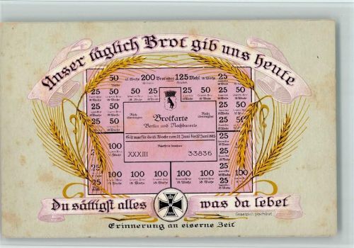 Erinnerung an die Eiserne Zeit - Brotkarte - Fleckig