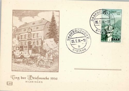 Hilbringen 1956 Postkutsche Tag der Briefmarke keine AK