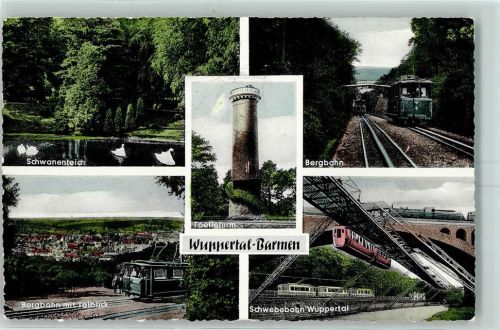 Barmen Schwanenteich Bergbauhn Bergbahn mit Talblick Schwebebahn Eisenbahn Straßenbahn Toelleturm