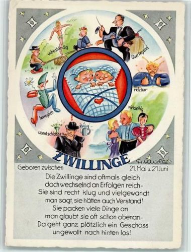 Die Zwillinge - Verlag Lengauer Nr. 1277 AK Gute Erhaltung