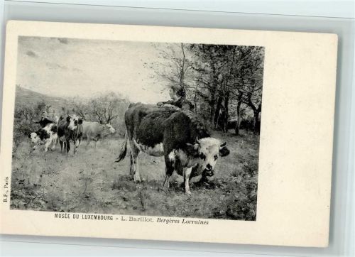 Bäuerinnen mit ihren Kühen ca 1900 AK Gemälde von Barillot