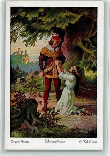 sign Otto Kubel - Nr. 2 Uvachrom Serie 147 Nr. 3858 , gute Erhaltung Schneewittchen