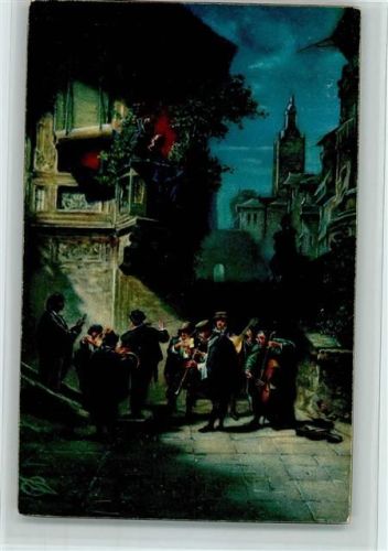Stengel Nr. 29145 Spitzweg Gemälde - Straßenmusikanten, Ständchen unter dem Fenster, Poesie, gute Erhaltung AK