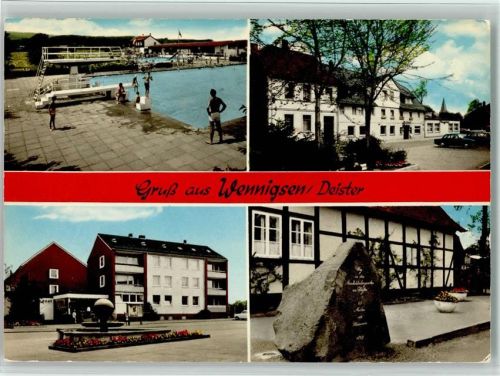 Wennigsen Schwimmbad Sprungturm Ortsansichten Gedenkstein 4-Bildaufnahme