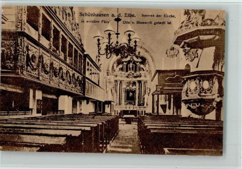 Schönhausen Kirche Innenansicht, Bismarck wurde hier getauft AK