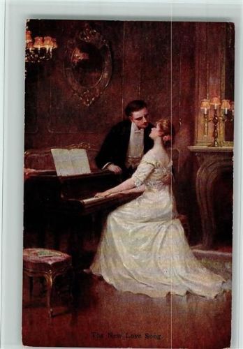 1915 M. Munk 850 a - Glamour Liebespaar am Klavier AK