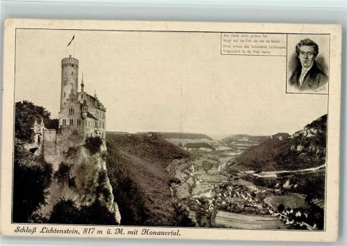 Lichtenstein Schloß Lichtenstein mit Honauertal Gedicht W. Hauff