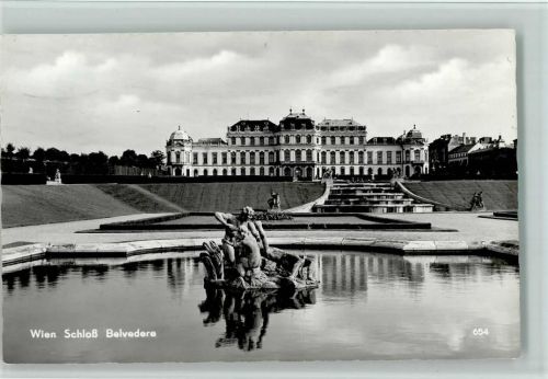 Wien 1958 Schloß Belvedere AK Brunnen
