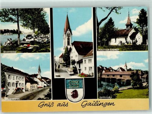 Gailingen Strandbad Haus Löwen Nikolaus Kapelle Kirche Zollbrücke