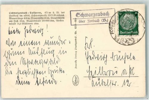 Forbach Landpoststempel Schwarzenbach Talsperre Boote
