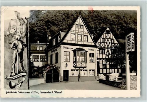 56332 W5401 Brodenbach Gebrauchsspuren Gasthaus Schwarzer Ritter Fachwerkhäuser