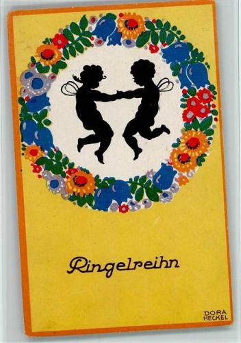 1918 sign Dora Heckel - Ringelreihn der Elfen - Serie Frohes Volk - Verlag Abshagen Nr. 266 AK