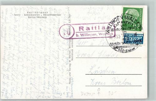 Rattlar Landpoststempel b. Willingen Waldeck