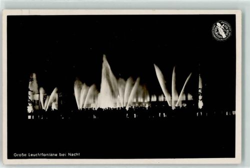 Düsseldorf Schaffendes Volk 1937 Große Leuchtfontäne bei Nacht