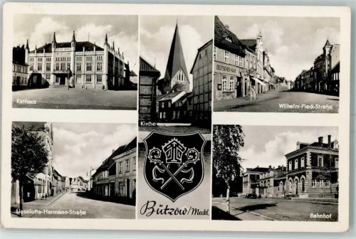 Bützow 1958 Rathaus Kirche Wilhelm-Pieck-Straße Liselotte-Hermann-Straße Bahnhof